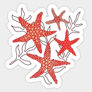 Sea stars - starfish fun in the ocean red colours Sticker
